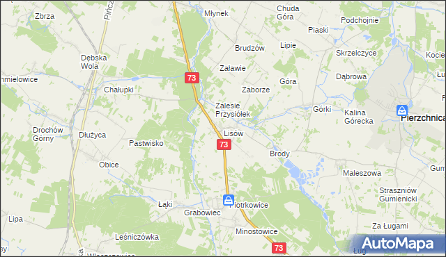 mapa Lisów gmina Morawica, Lisów gmina Morawica na mapie Targeo