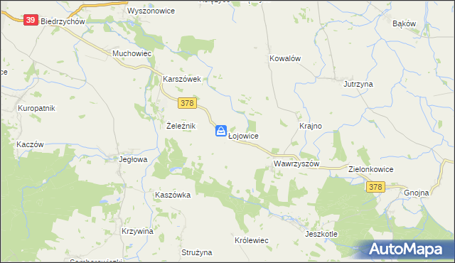 mapa Łojowice gmina Wiązów, Łojowice gmina Wiązów na mapie Targeo