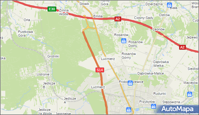 mapa Lućmierz-Ośrodek, Lućmierz-Ośrodek na mapie Targeo