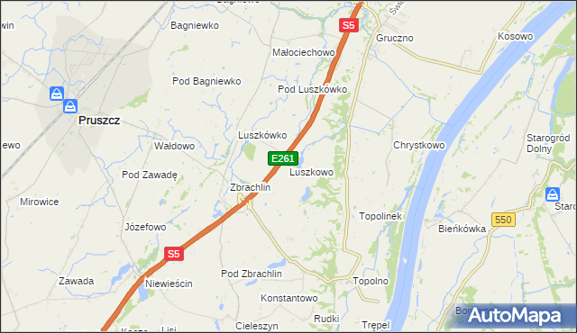 mapa Luszkowo, Luszkowo na mapie Targeo