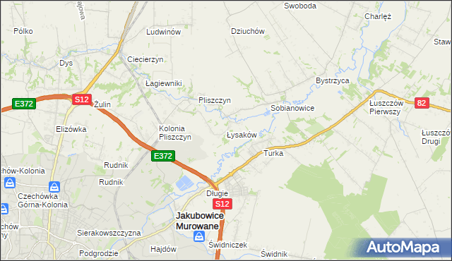mapa Łysaków gmina Wólka, Łysaków gmina Wólka na mapie Targeo