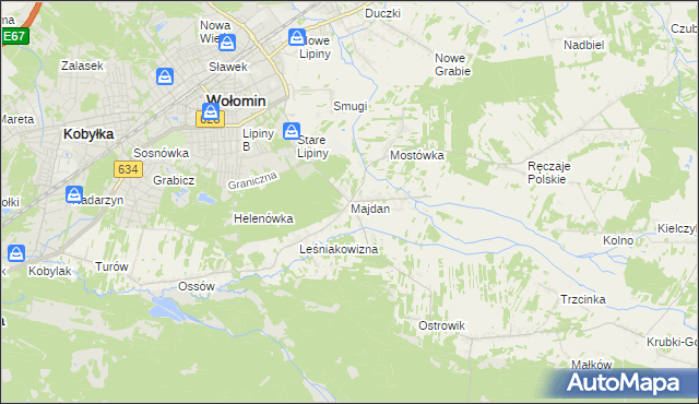 mapa Majdan gmina Wołomin, Majdan gmina Wołomin na mapie Targeo