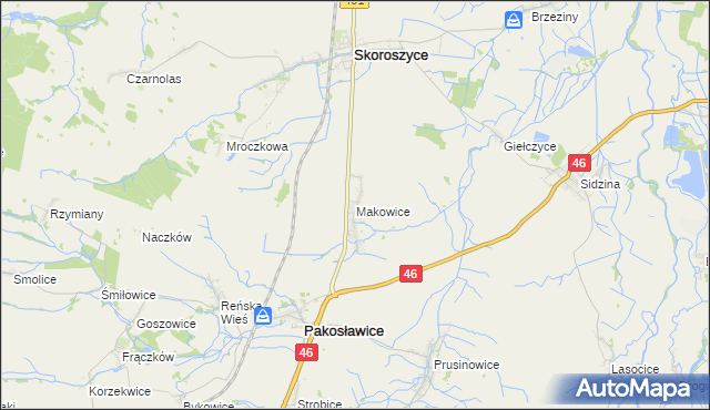 mapa Makowice gmina Skoroszyce, Makowice gmina Skoroszyce na mapie Targeo
