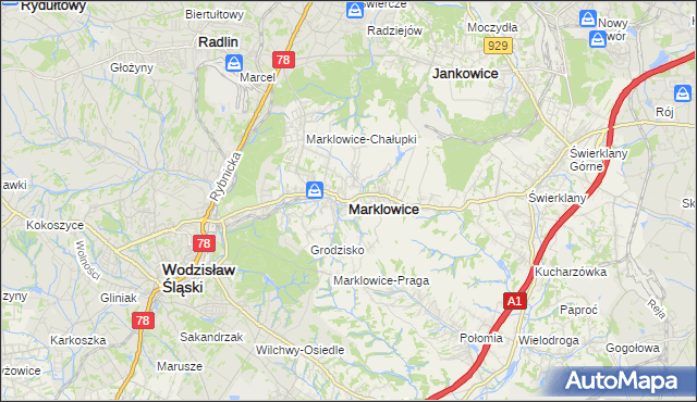 mapa Marklowice, Marklowice na mapie Targeo