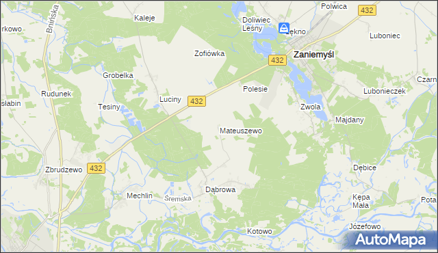 mapa Mateuszewo, Mateuszewo na mapie Targeo