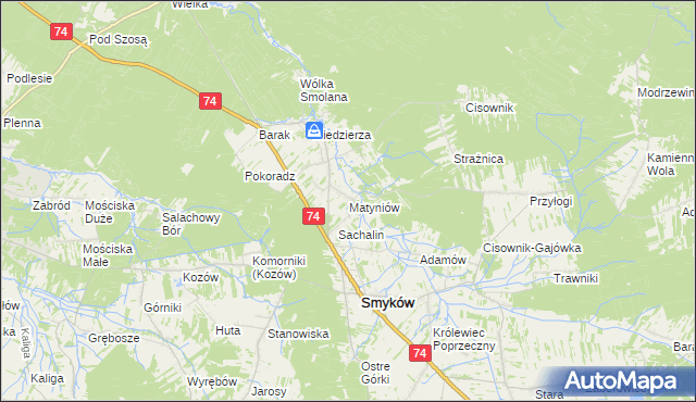 mapa Matyniów, Matyniów na mapie Targeo