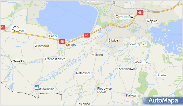 mapa Meszno gmina Otmuchów, Meszno gmina Otmuchów na mapie Targeo