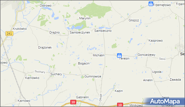 mapa Michalin gmina Nakło nad Notecią, Michalin gmina Nakło nad Notecią na mapie Targeo
