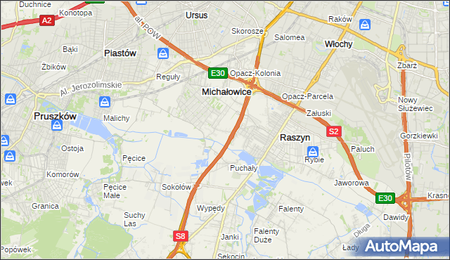 mapa Michałowice-Wieś, Michałowice-Wieś na mapie Targeo