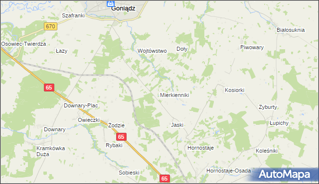 mapa Mierkienniki, Mierkienniki na mapie Targeo