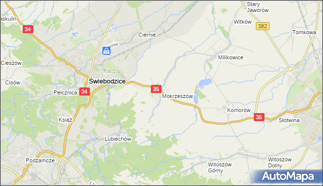 mapa Mokrzeszów, Mokrzeszów na mapie Targeo