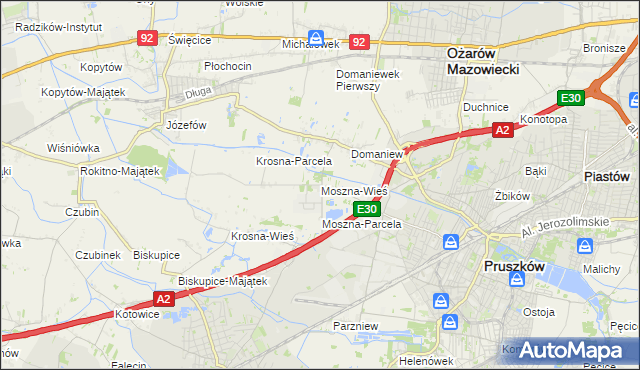 mapa Moszna-Wieś, Moszna-Wieś na mapie Targeo