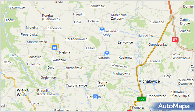 mapa Narama, Narama na mapie Targeo