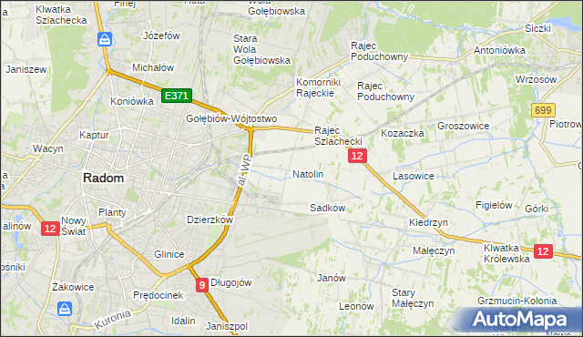 mapa Natolin gmina Jedlnia-Letnisko, Natolin gmina Jedlnia-Letnisko na mapie Targeo