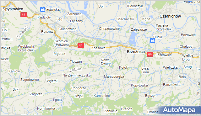 mapa Nowe Dwory gmina Brzeźnica, Nowe Dwory gmina Brzeźnica na mapie Targeo