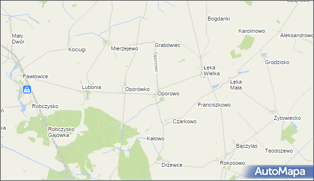 mapa Oporowo gmina Krzemieniewo, Oporowo gmina Krzemieniewo na mapie Targeo