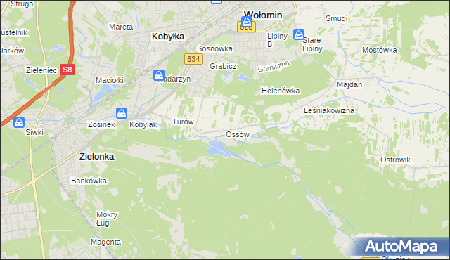 mapa Ossów, Ossów na mapie Targeo