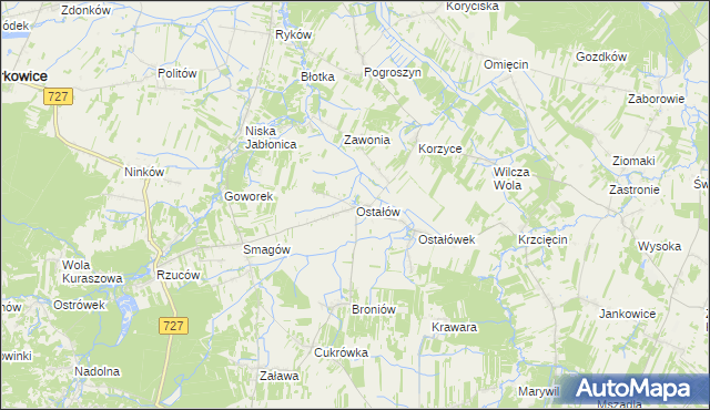 mapa Ostałów gmina Chlewiska, Ostałów gmina Chlewiska na mapie Targeo