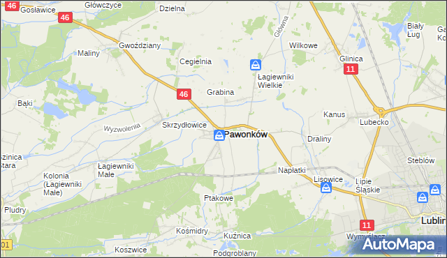 mapa Pawonków, Pawonków na mapie Targeo