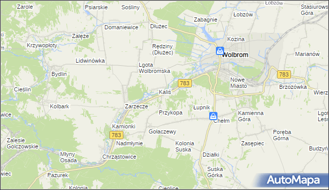 mapa Piaski gmina Wolbrom, Piaski gmina Wolbrom na mapie Targeo