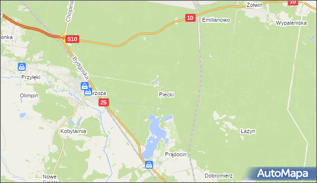 mapa Piecki gmina Nowa Wieś Wielka, Piecki gmina Nowa Wieś Wielka na mapie Targeo