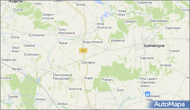 mapa Piekary gmina Sulmierzyce, Piekary gmina Sulmierzyce na mapie Targeo
