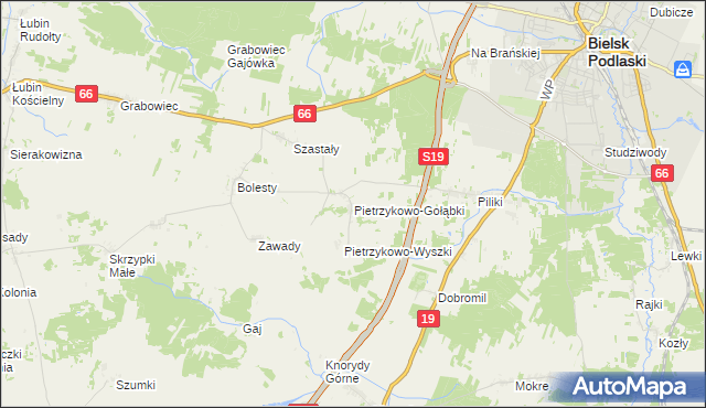 mapa Pietrzykowo-Gołąbki, Pietrzykowo-Gołąbki na mapie Targeo