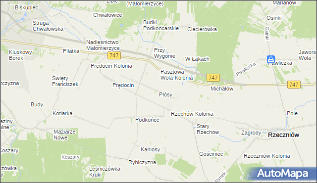 mapa Płósy, Płósy na mapie Targeo