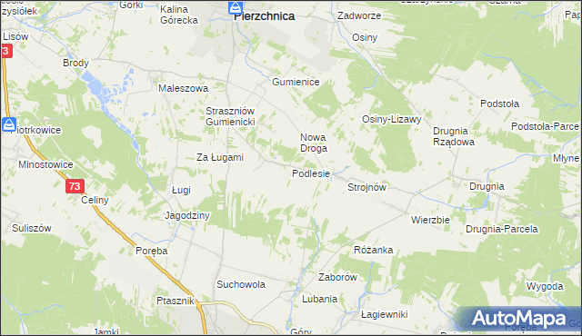 mapa Podlesie gmina Pierzchnica, Podlesie gmina Pierzchnica na mapie Targeo