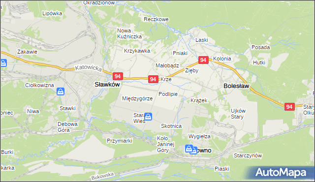 mapa Podlipie gmina Bolesław, Podlipie gmina Bolesław na mapie Targeo