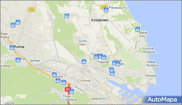 mapa Pogórze gmina Kosakowo, Pogórze gmina Kosakowo na mapie Targeo