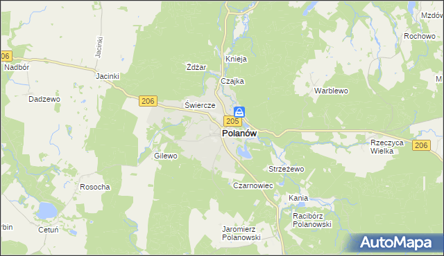 mapa Polanów powiat koszaliński, Polanów powiat koszaliński na mapie Targeo