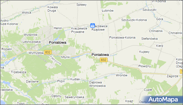 mapa Poniatowa powiat opolski, Poniatowa powiat opolski na mapie Targeo