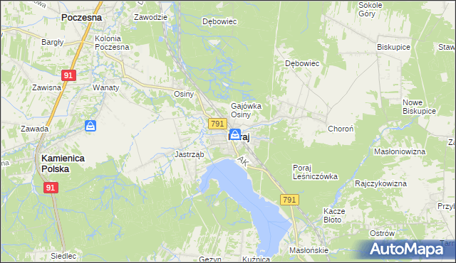 mapa Poraj powiat myszkowski, Poraj powiat myszkowski na mapie Targeo