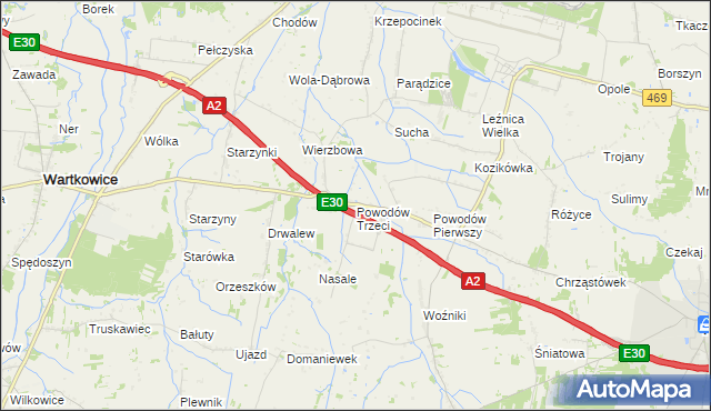 mapa Powodów Trzeci, Powodów Trzeci na mapie Targeo