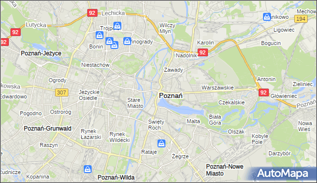 mapa Poznania, Poznań na mapie Targeo