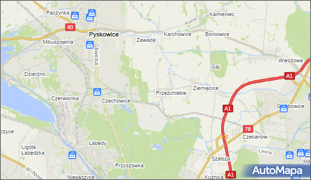 mapa Przezchlebie, Przezchlebie na mapie Targeo