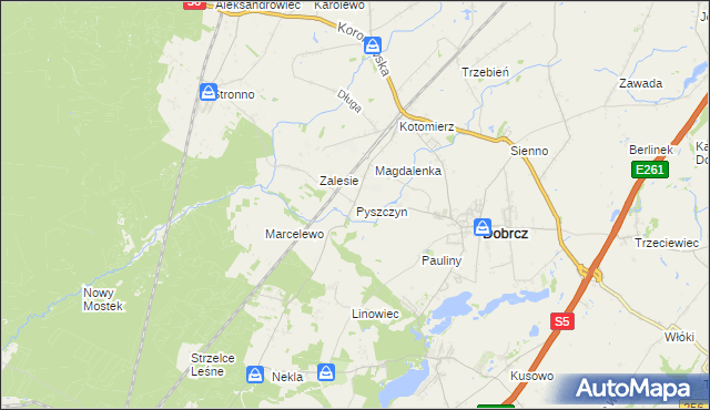 mapa Pyszczyn gmina Dobrcz, Pyszczyn gmina Dobrcz na mapie Targeo