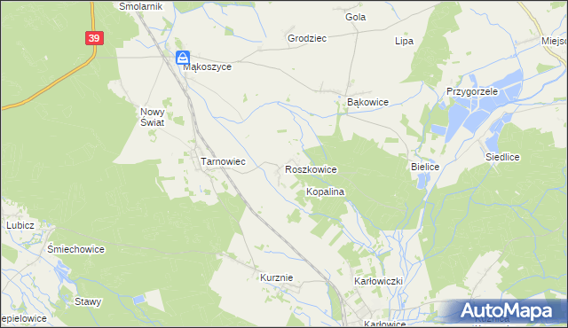 mapa Roszkowice gmina Lubsza, Roszkowice gmina Lubsza na mapie Targeo