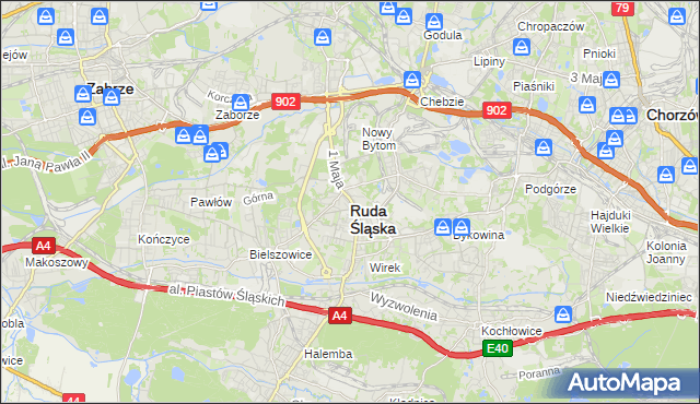 mapa Rudy Śląskiej, Ruda Śląska na mapie Targeo