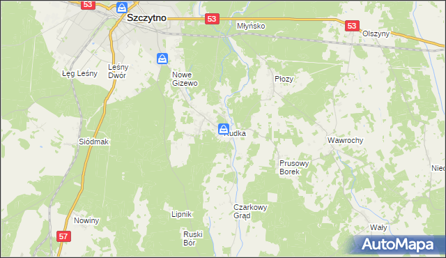 mapa Rudka gmina Szczytno, Rudka gmina Szczytno na mapie Targeo