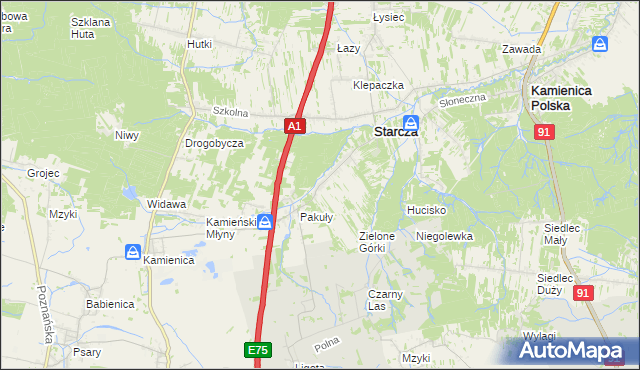 mapa Rudnik Mały gmina Starcza, Rudnik Mały gmina Starcza na mapie Targeo