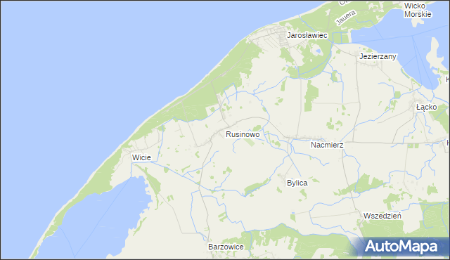 mapa Rusinowo gmina Postomino, Rusinowo gmina Postomino na mapie Targeo