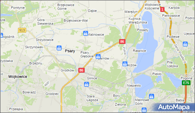 mapa Sarnów gmina Psary, Sarnów gmina Psary na mapie Targeo