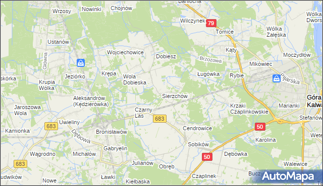 mapa Sierzchów gmina Góra Kalwaria, Sierzchów gmina Góra Kalwaria na mapie Targeo