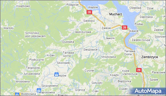 mapa Śleszowice, Śleszowice na mapie Targeo