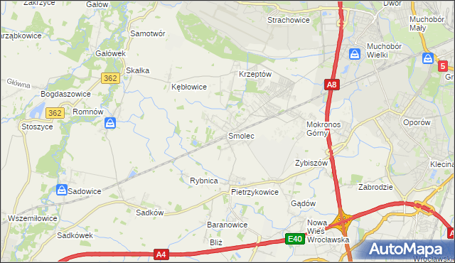 mapa Smolec, Smolec na mapie Targeo