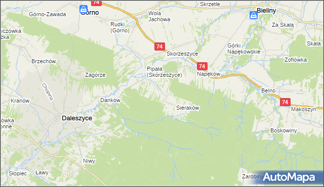 mapa Smyków gmina Daleszyce, Smyków gmina Daleszyce na mapie Targeo