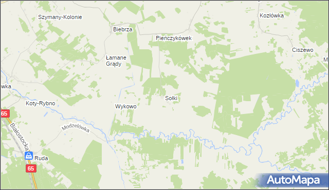 mapa Sołki gmina Rajgród, Sołki gmina Rajgród na mapie Targeo