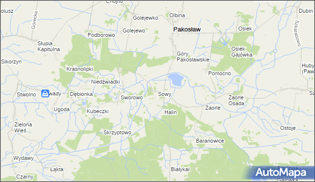 mapa Sowy gmina Pakosław, Sowy gmina Pakosław na mapie Targeo